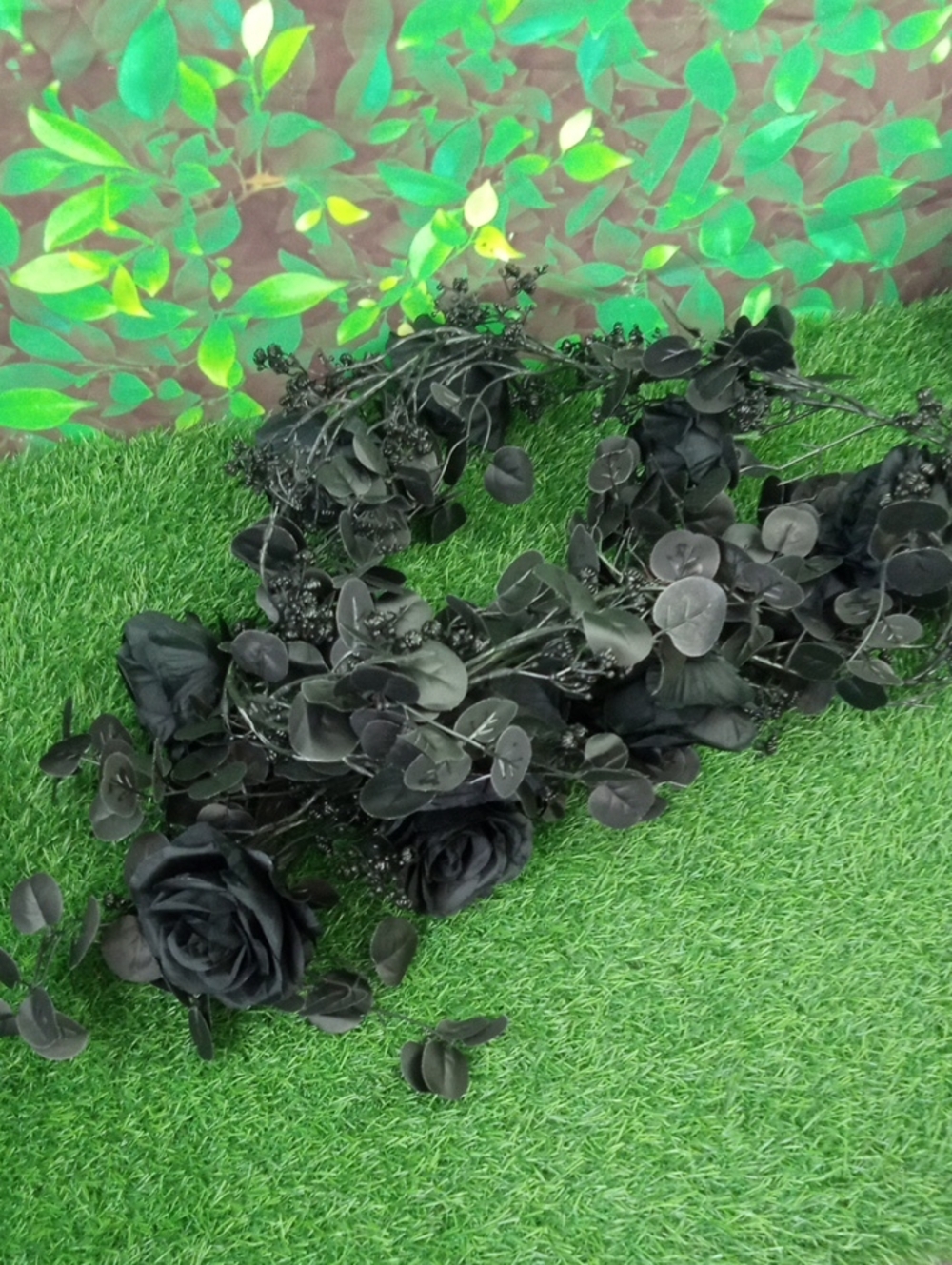 👻 Black Floral Garland Halloween Decor